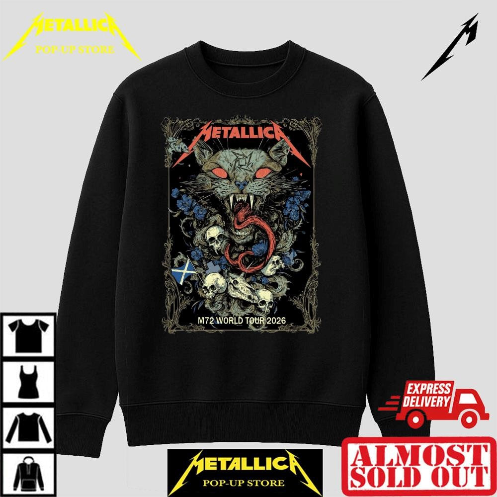 Authentic Metallica M72 World Wild Cat Edition Tour Glasgow 2026 Graphic Tee – Limited Supply