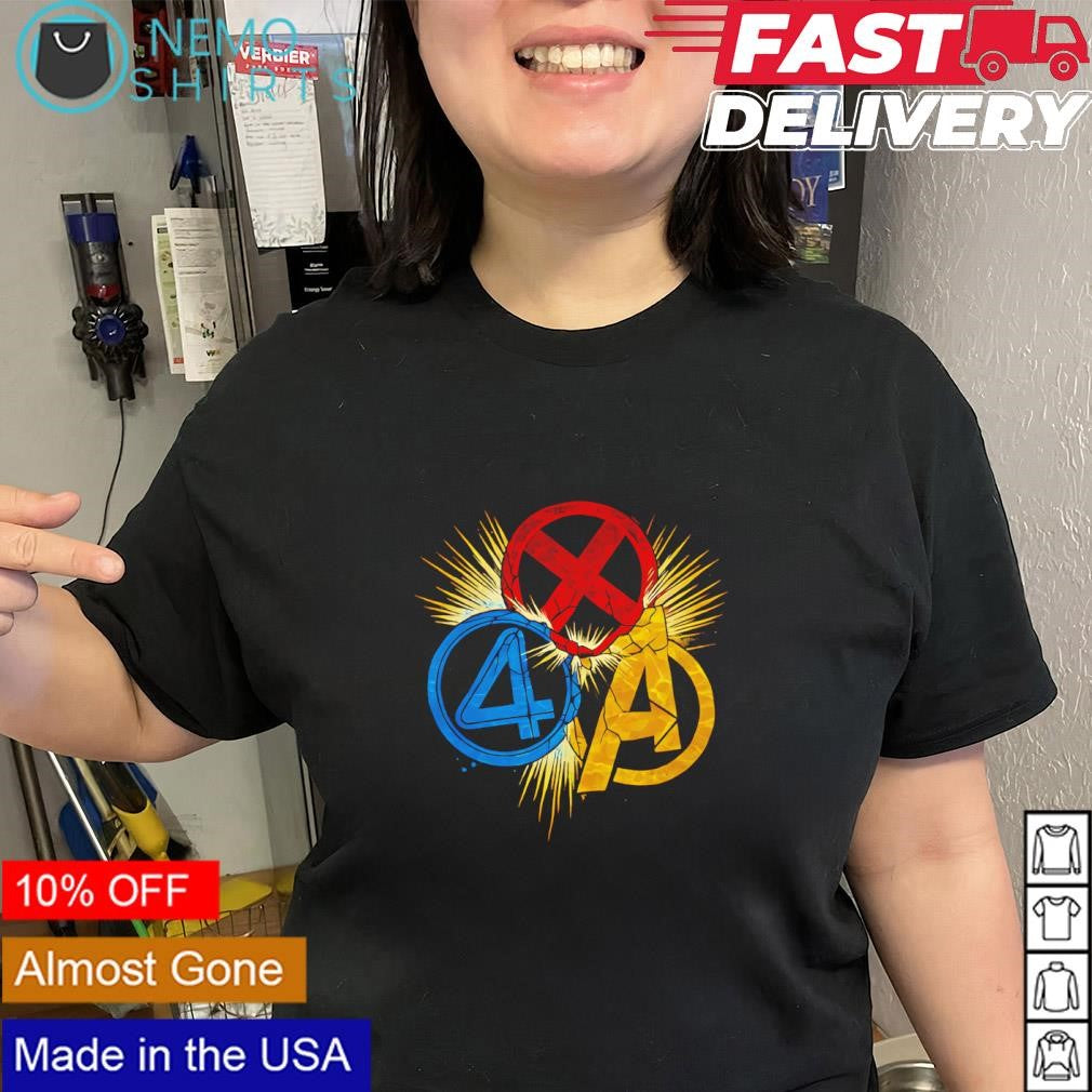 Avengers Fantastic Four X-Men logos shirt