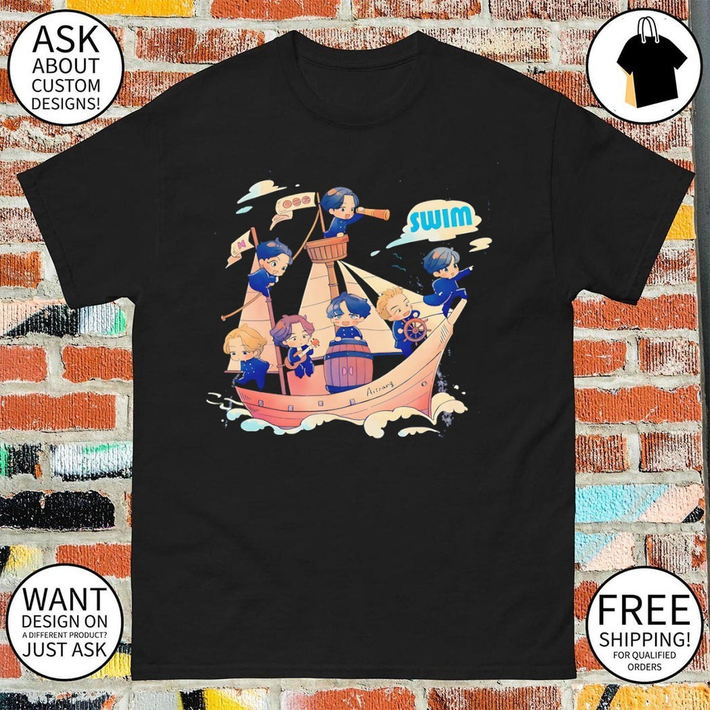 BTS Chibi Characters Sailing Ship meme shirt