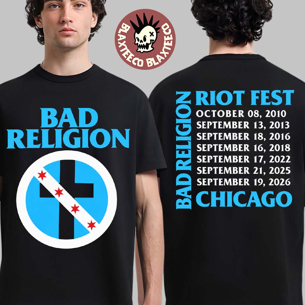 Bad Religion Riot Fest 2026 Exclusive Merch Tee Chicago September 19 2026 Two Sided T-Shirt