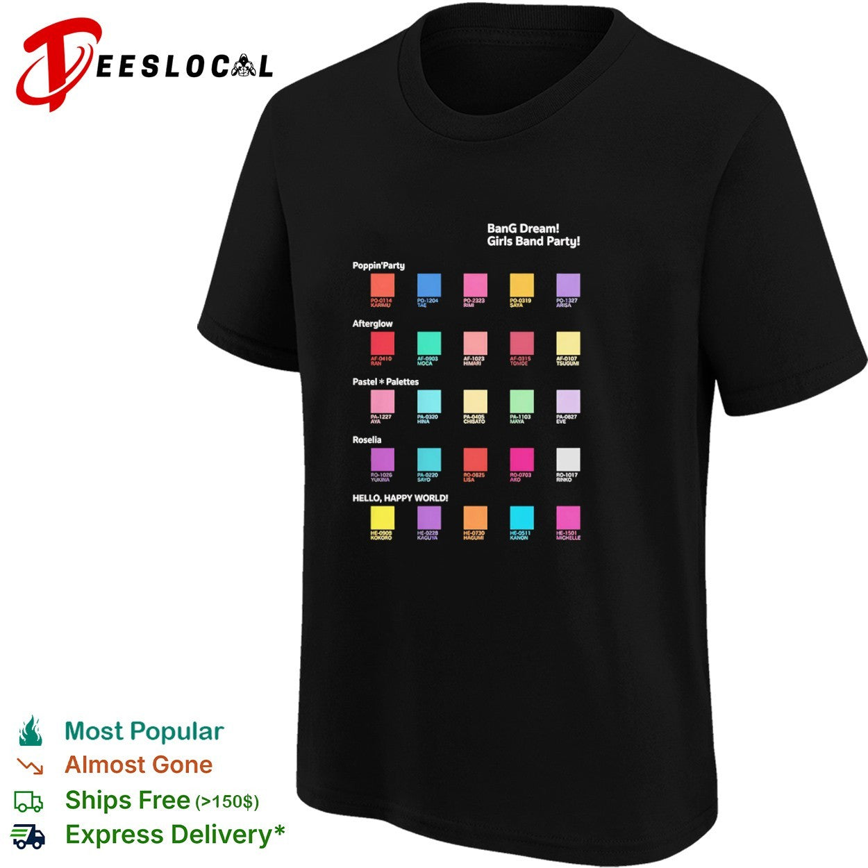 Bang Dream Girls Band Party PoppinParty Afterglow Pastel Palettes Roselia shirt