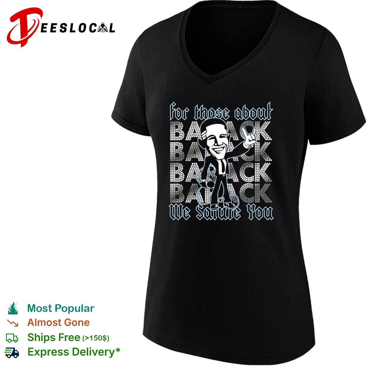Barack Obama for those about to back we salute you rock caricature shirt