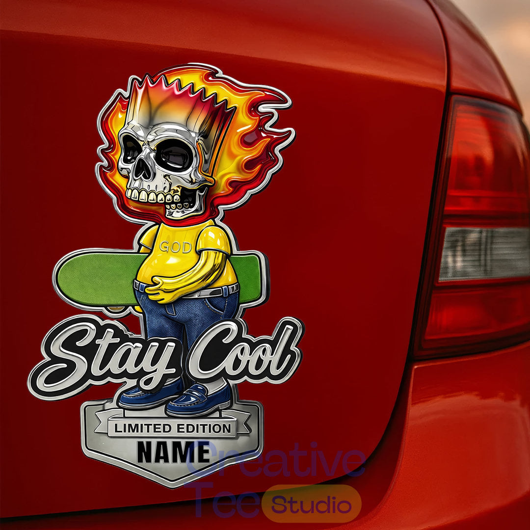 Bart Ghost Rider Premium Car Name Badge
