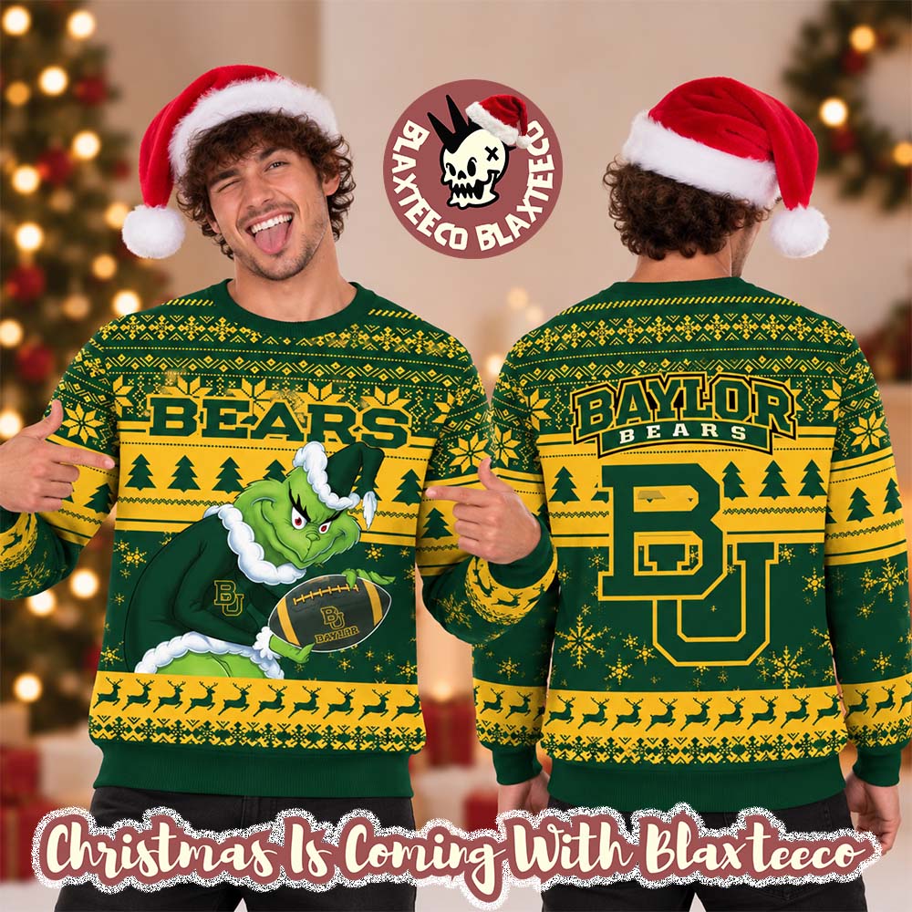 Baylor Bears NCAA Grinch Stole The Ball Festive 2026 Christmas Ugly Sweater