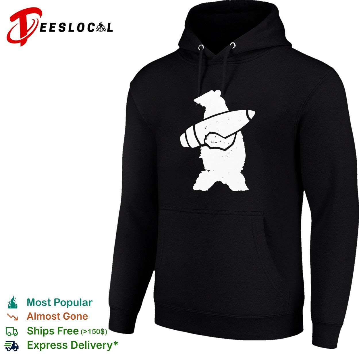 Bear holding rocket missile mascot shirt
