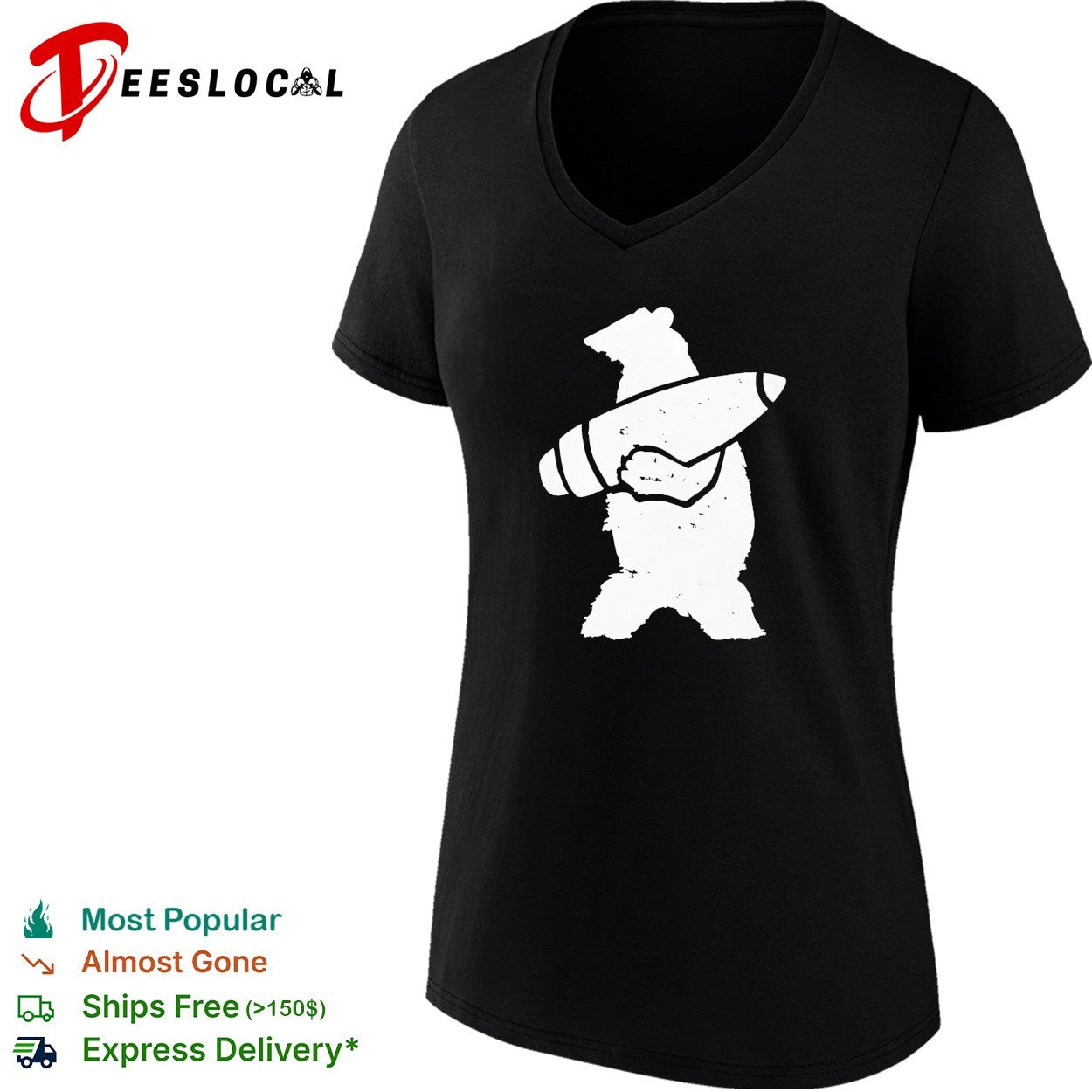 Bear holding rocket missile mascot shirt