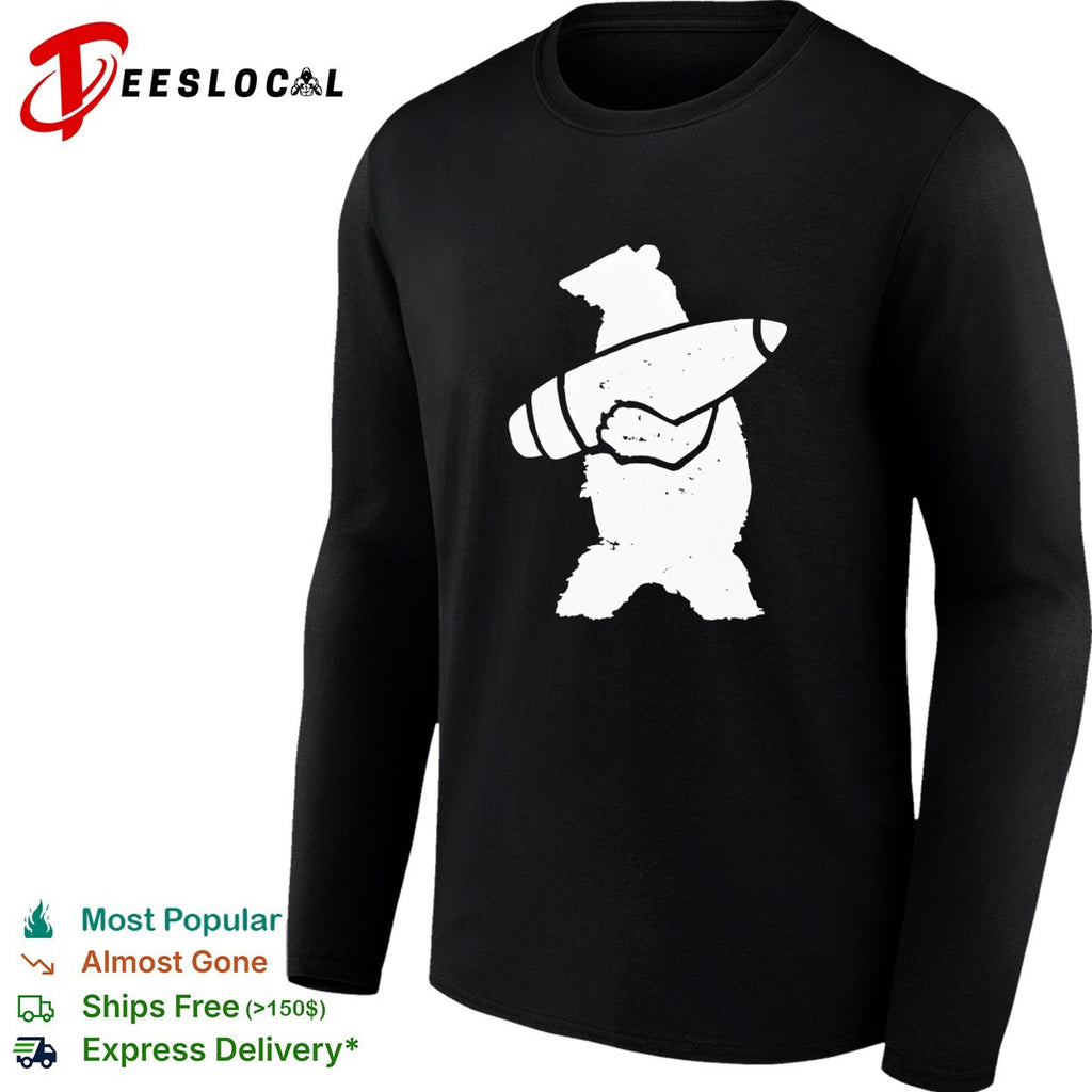 Bear holding rocket missile mascot shirt