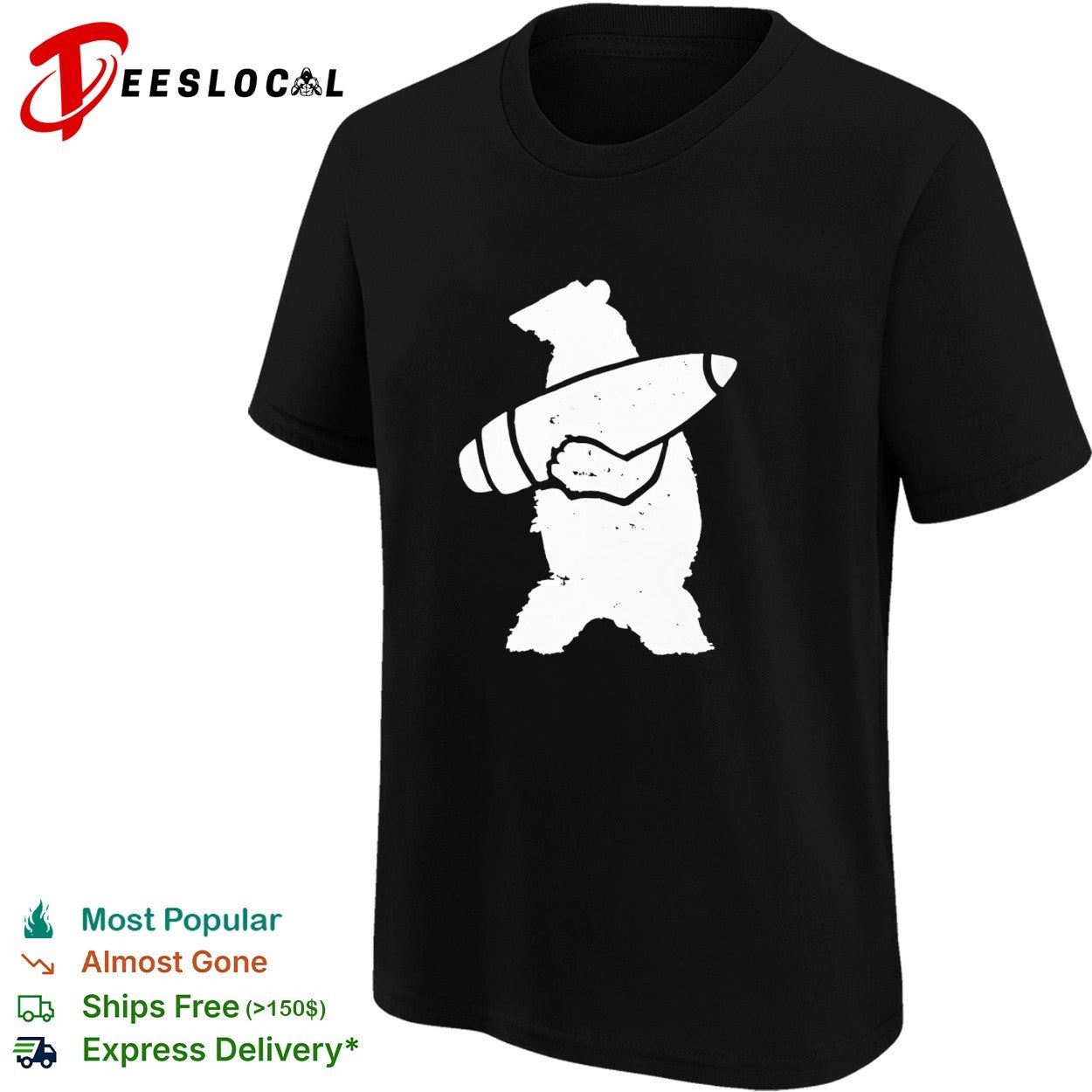 Bear holding rocket missile mascot shirt