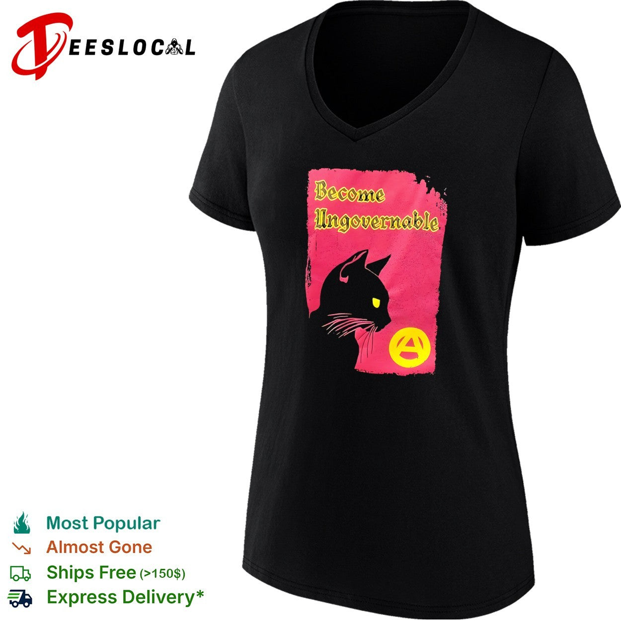 Become ungovernable black cat shirt