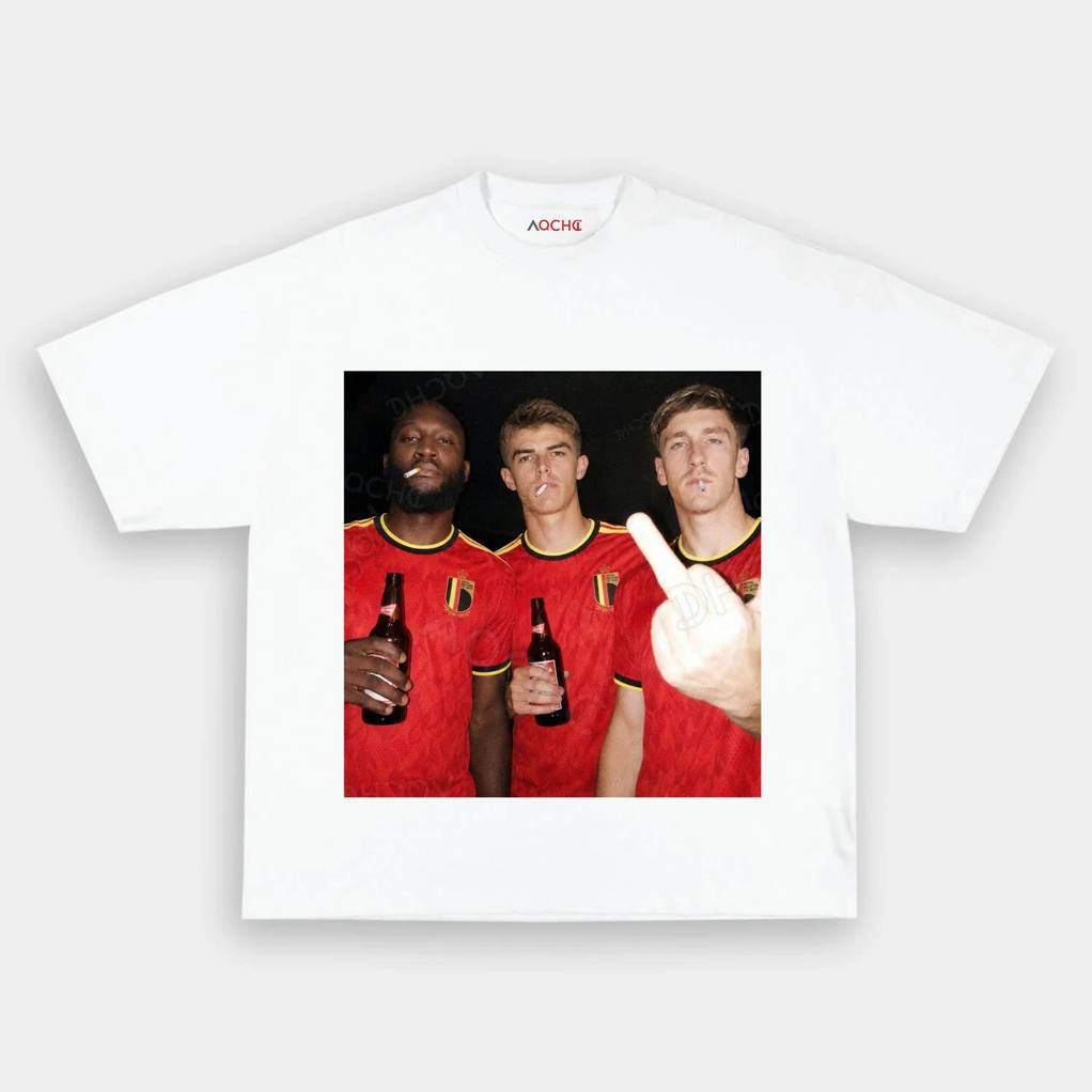 Belgian Red Devils Rebellion Drunk Smoke Middle Finger Shirt
