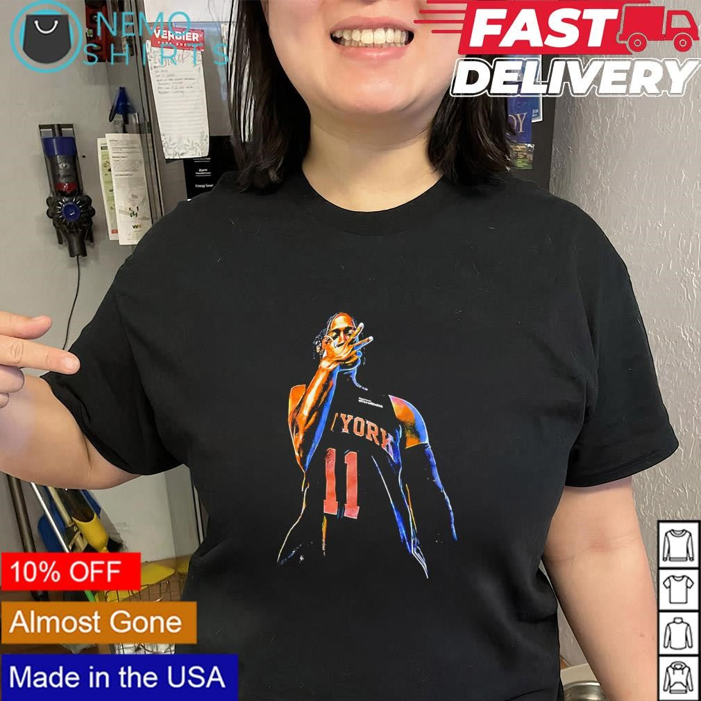 Ben Stiller wearing New York Knicks player Jalen Brunso shirt