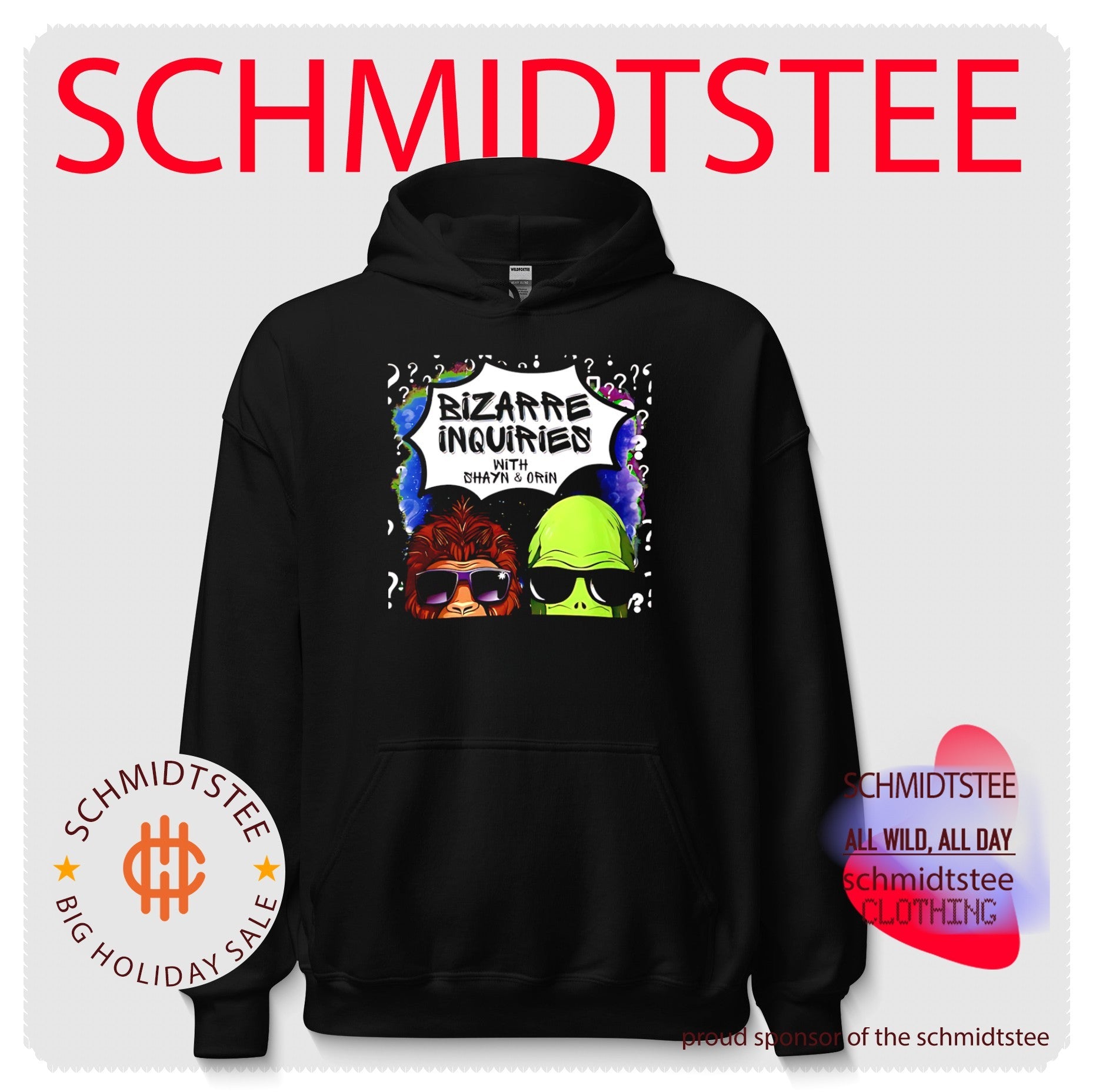 Bizarre inquiries with Shayn and Orin bigfoot and alien graphic shirt