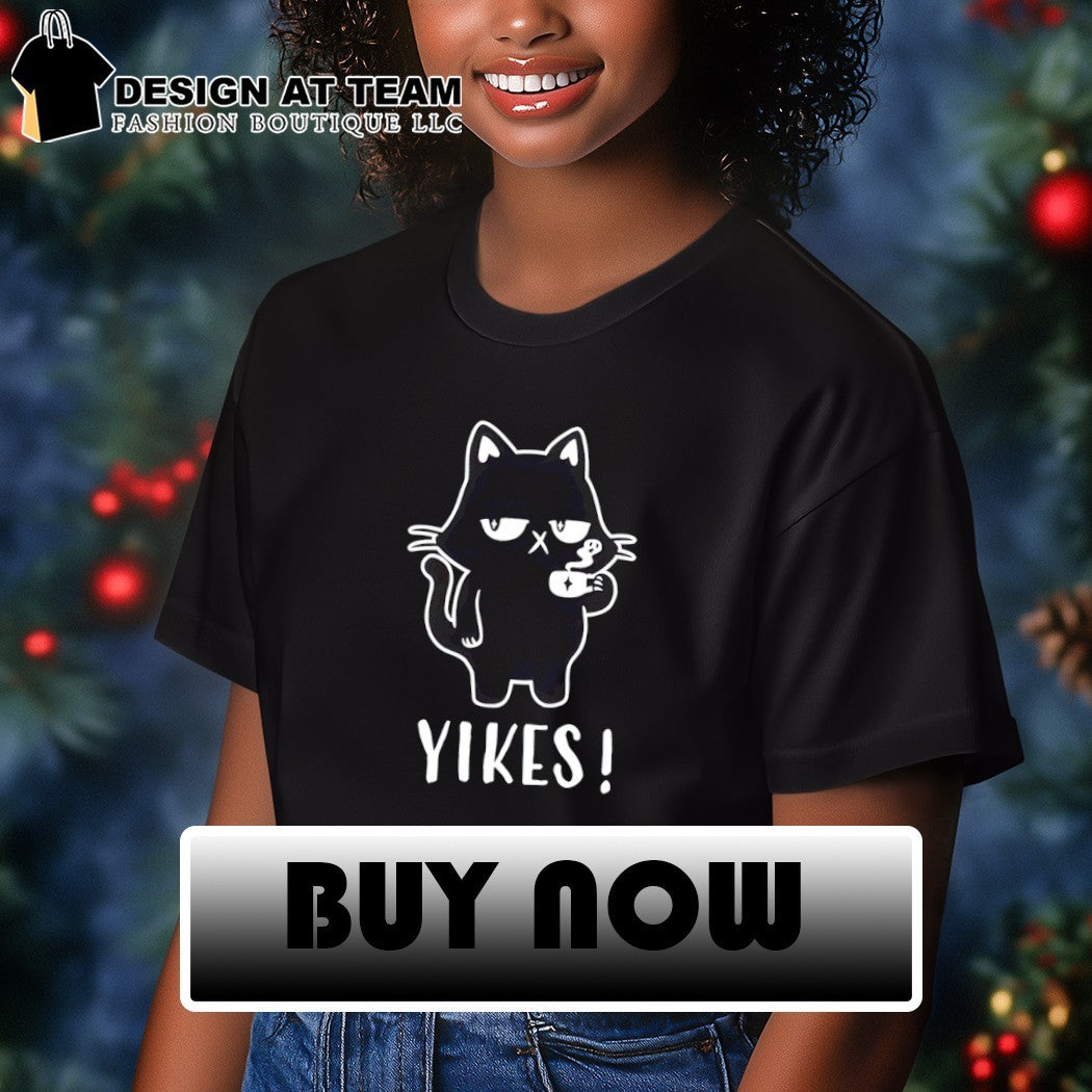 Black cat yikes shirt