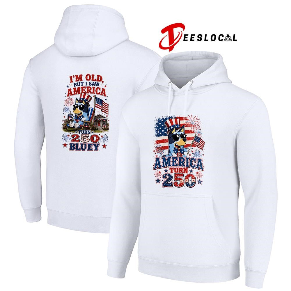 Blue Dog America turn 250 I’m old but I saw America turn 250 the Grinch graphic shirt