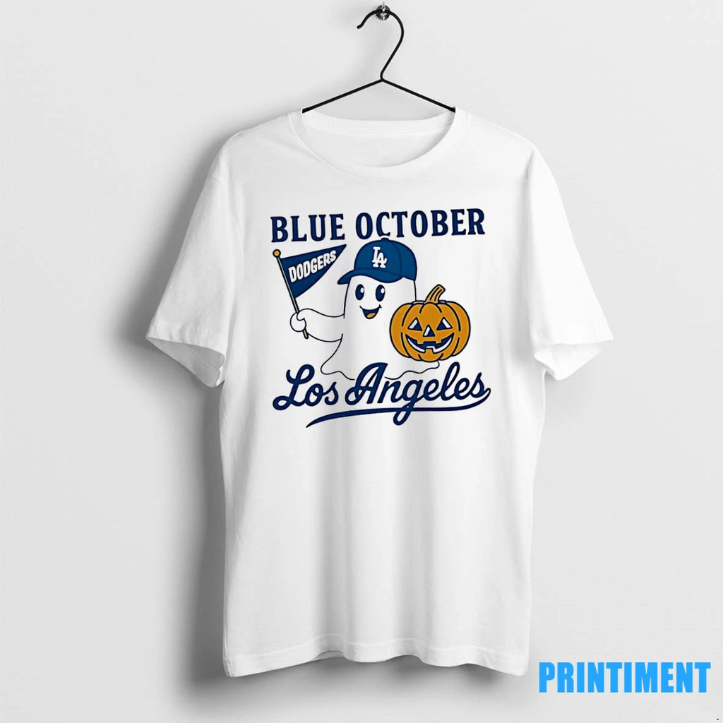 Blue October Ghost Dodgers Los Angeles Baseball Halloween Tshirts Sweater