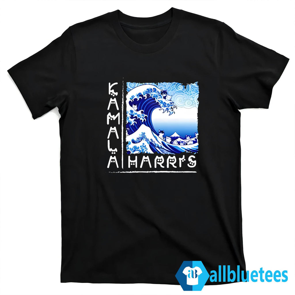 Blue Cats Wave Kamala Harris Cat Letterings Shirt