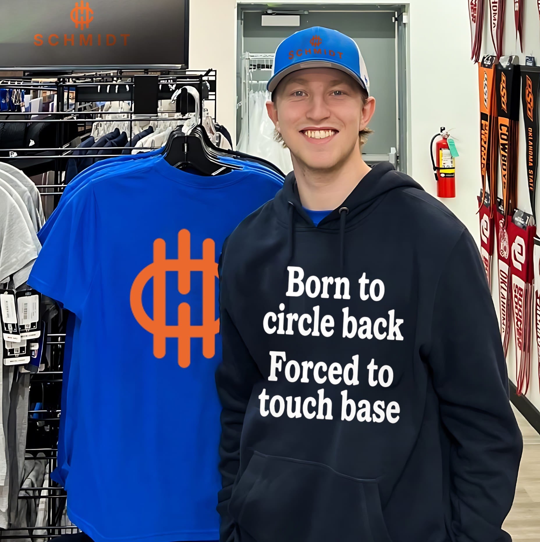 Born To Circle Back Forced To Touch Base Embroidered Shirt