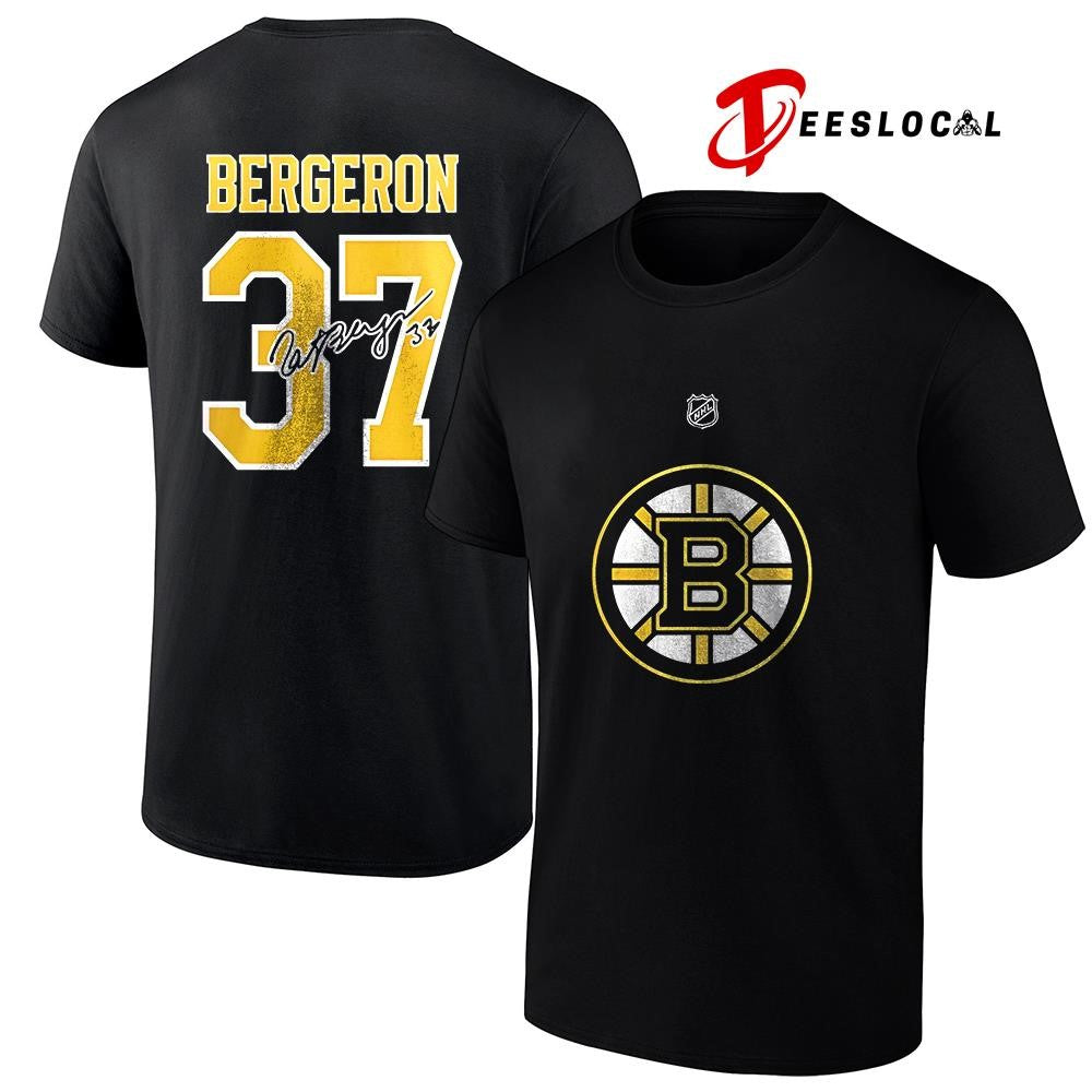 Boston Bruins x Patrice Bergeron name and number signature shirt