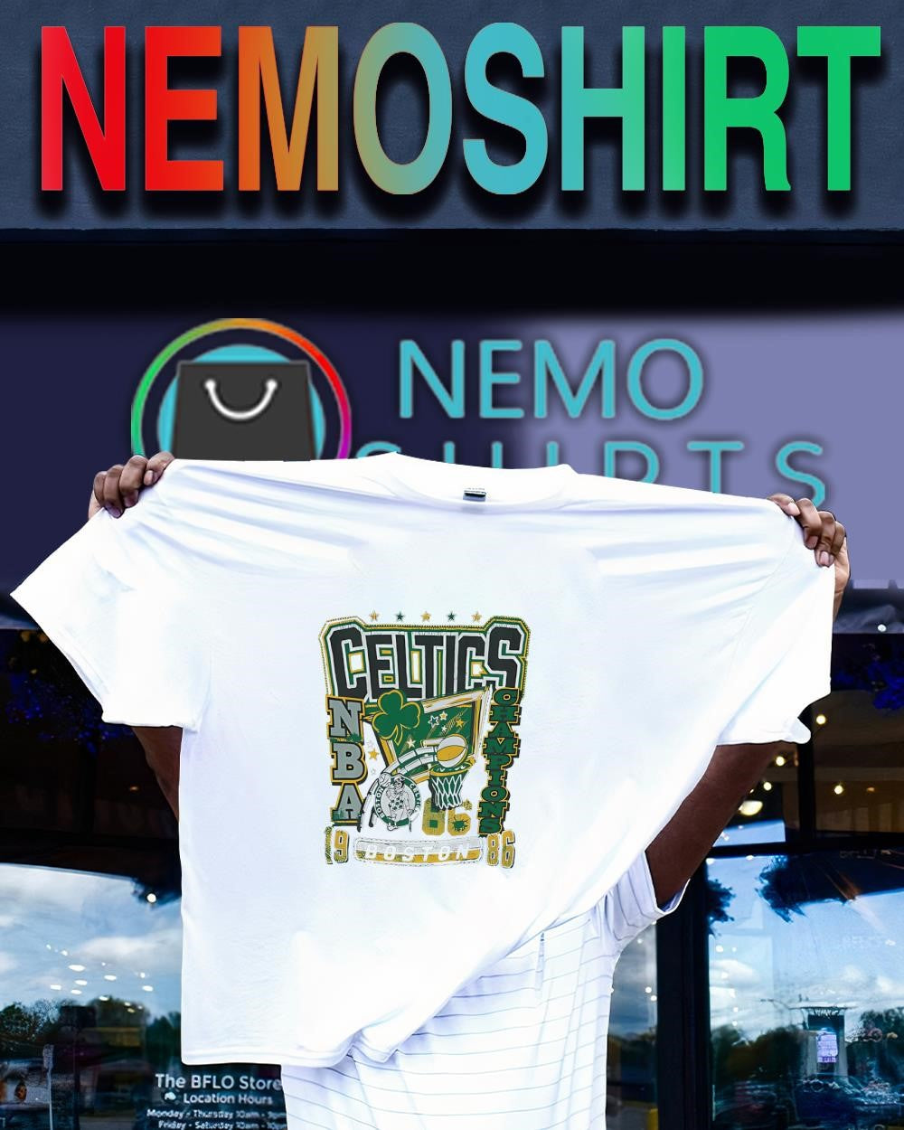 Boston Celtics NBA Champions 1986 logo shirt