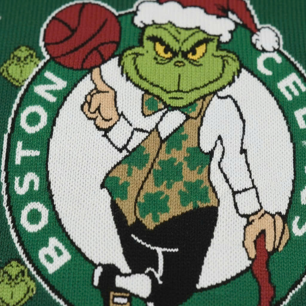 Boston Celtics x The Grinch Ugly Christmas Sweater – Green & White “Grinchmas” Knit