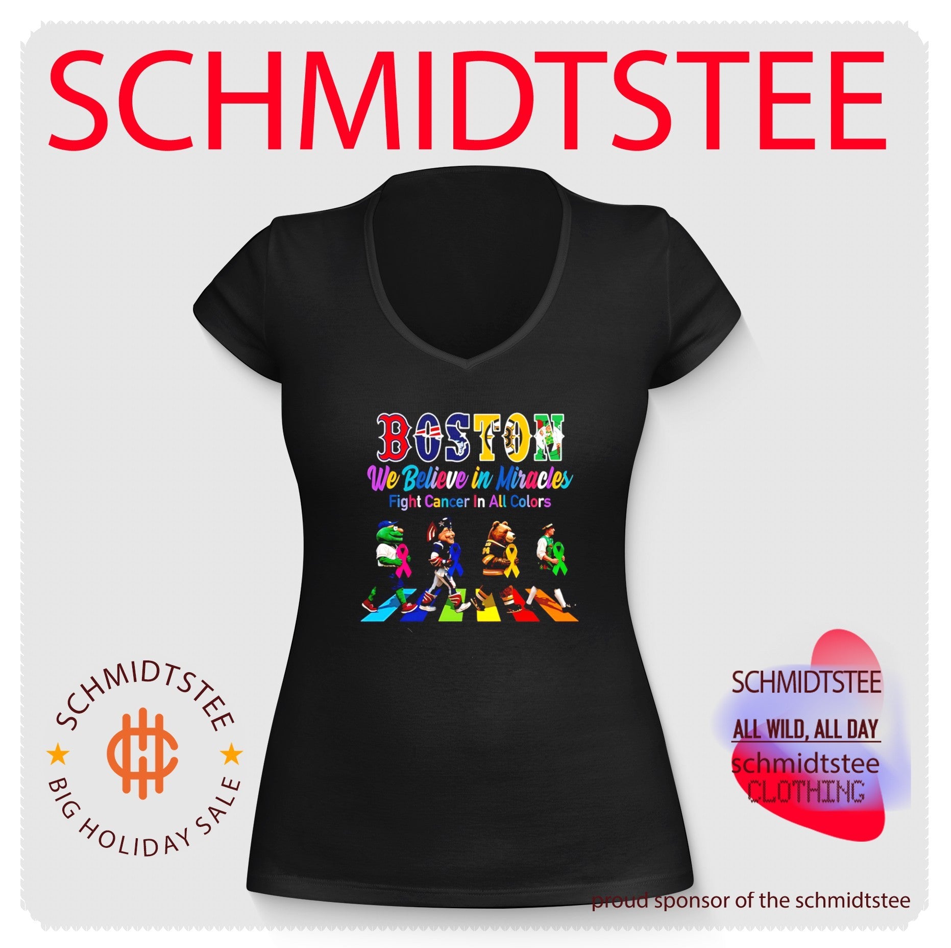 Boston Sports We believe in Miracles fight cancer on all colors abbey road shirt
