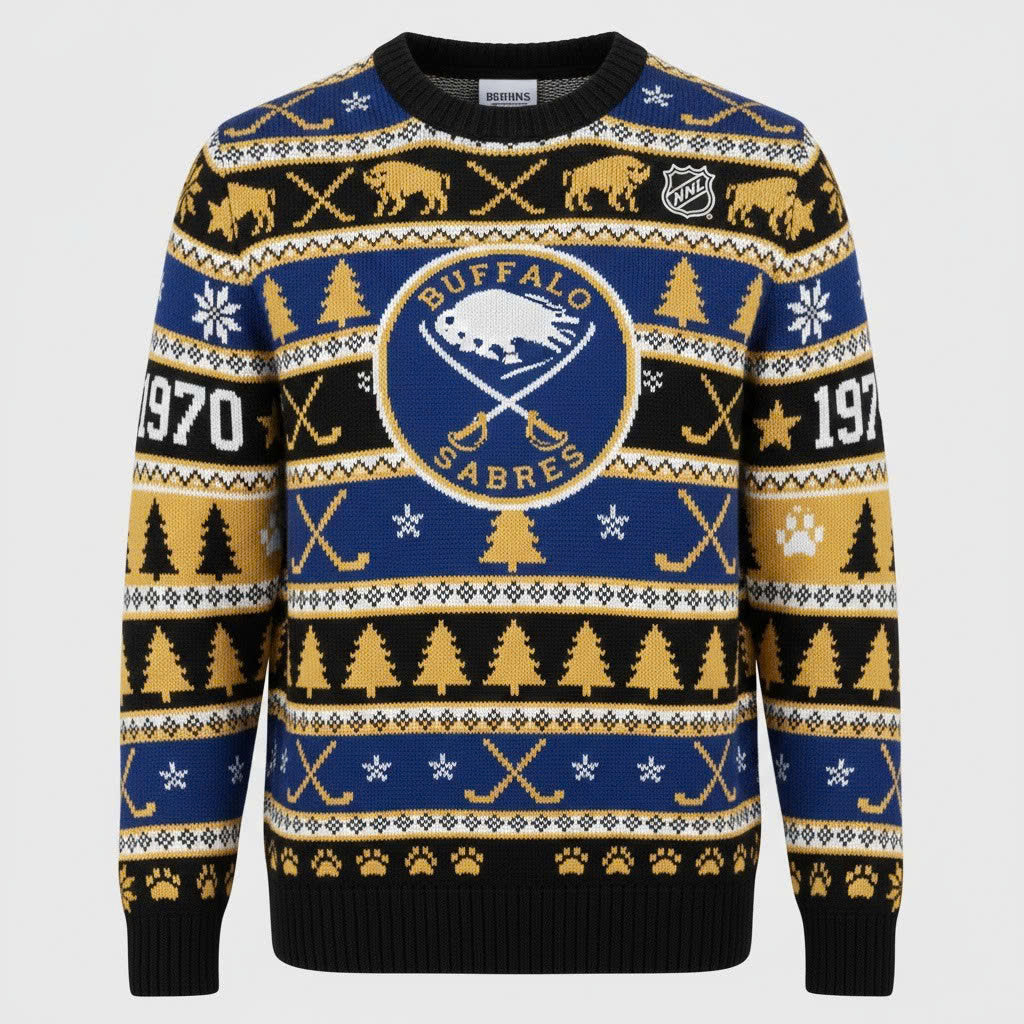 Buffalo Sabres NHL Ugly Christmas Sweater – Blue & Gold Fan Holiday Jumper