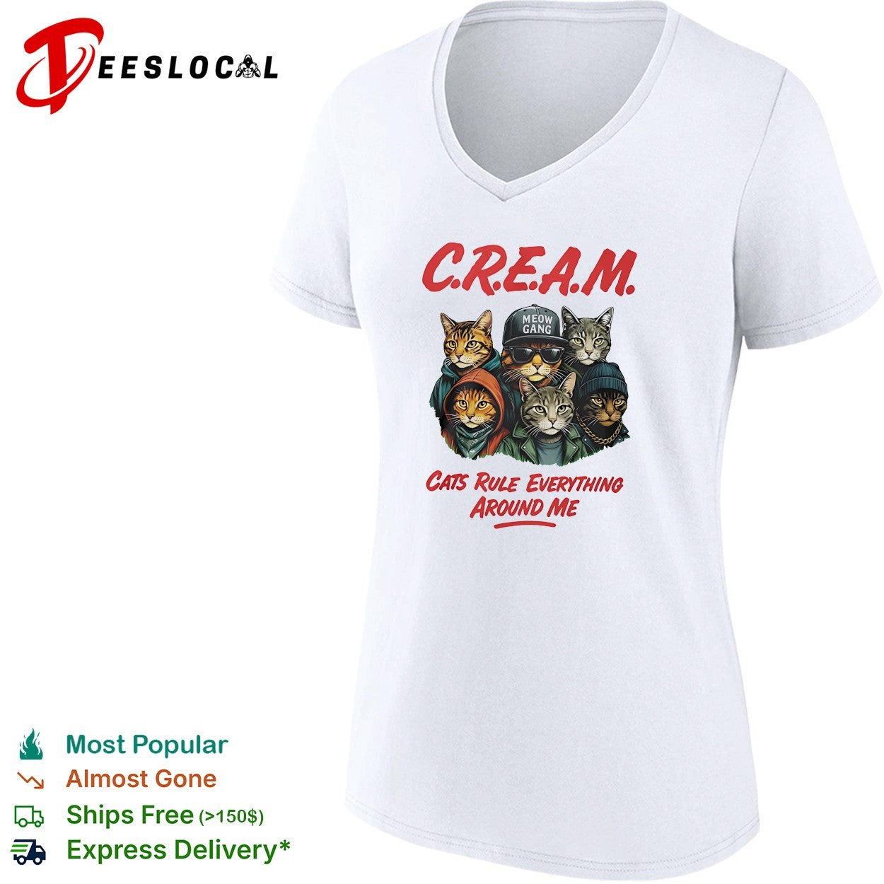 CREAM cats rule everything around me meow gang funny shirt
