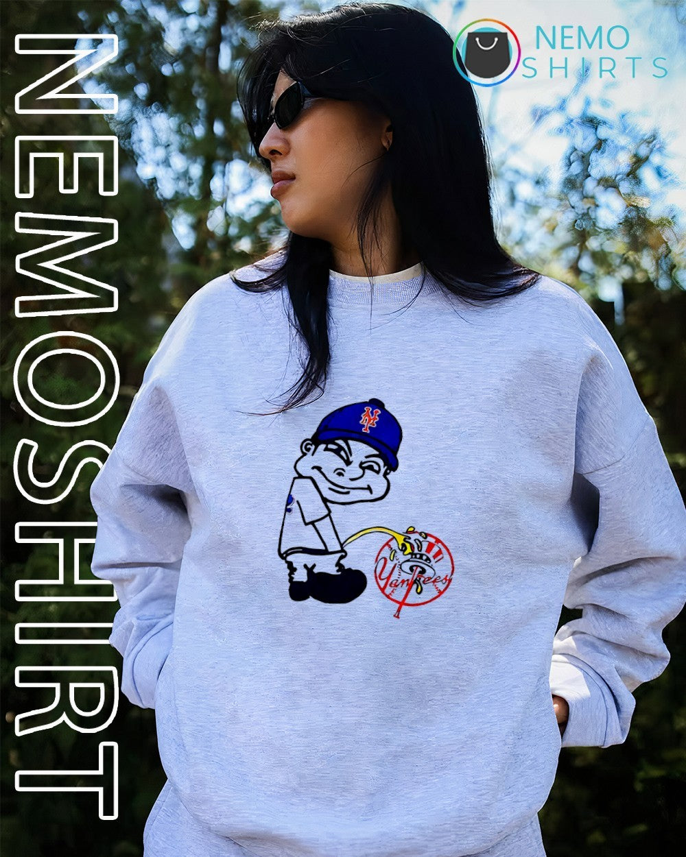 Calvin New York Mets vs Yankees parody shirt