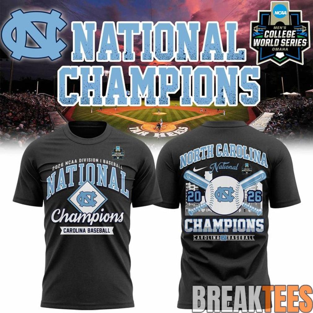 Carolina Baseball Charcoal 2026 NCAA Division I Baseball National Champions TShirt