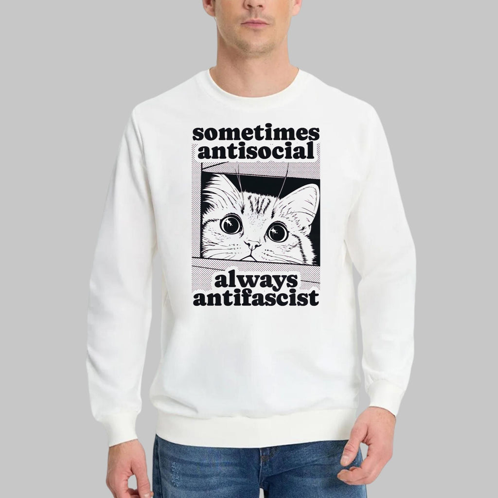 Cat Sometimes Antisocial Always Antifascist Shirt