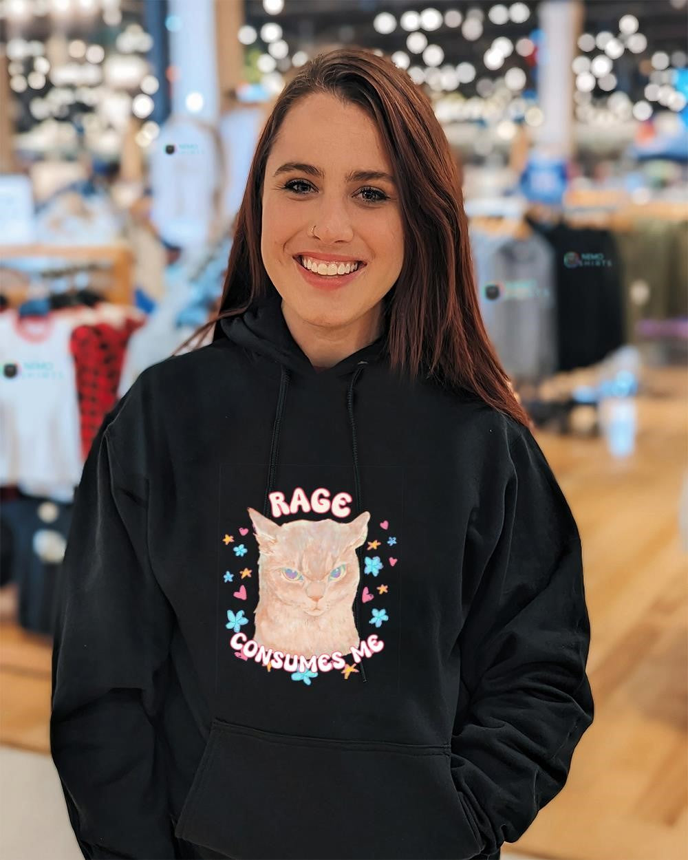 Cat flowers rage consumes me shirt