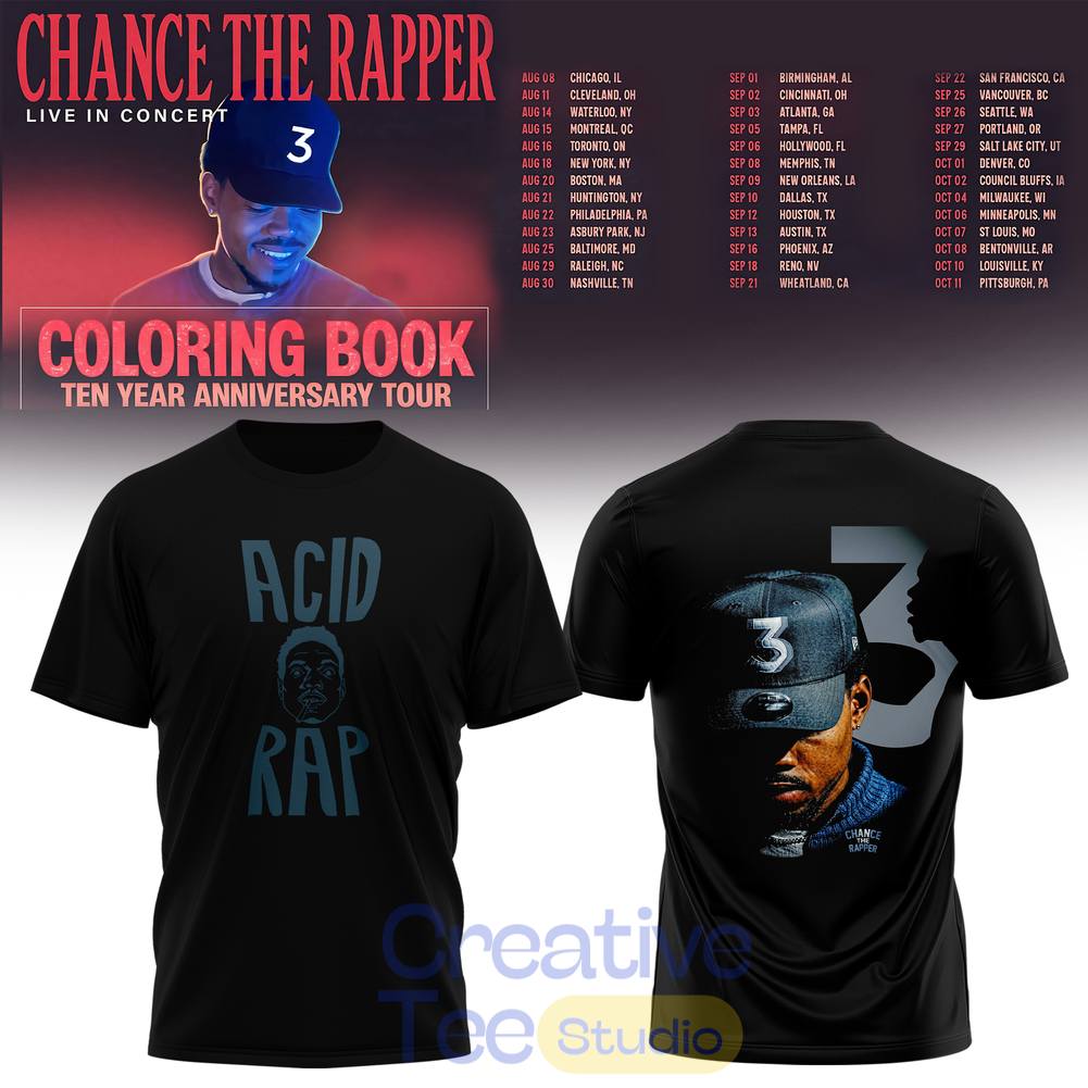 Chance The Rapper Coloring Book 10 Year Anniversary Tour Special Tee Hoodie