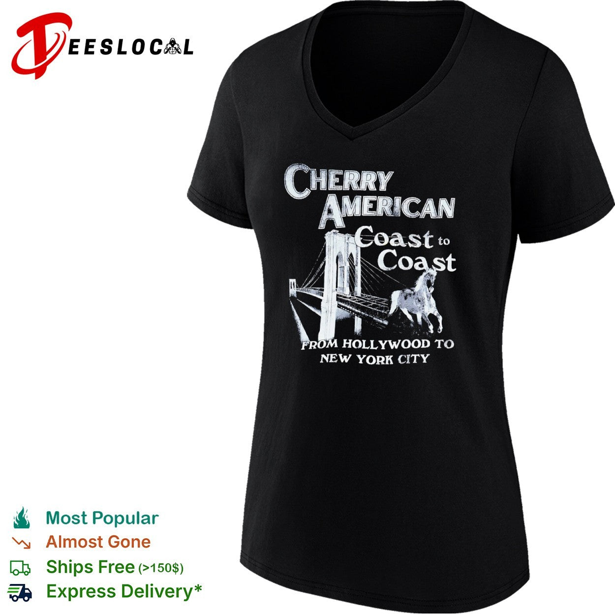 Cherry American Coast to Coast from Hollywood to New York City horse bridge shirt