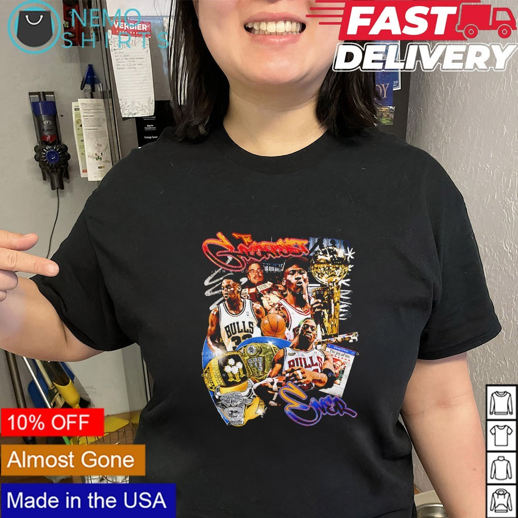 Chicago Bulls big three Jordan Pippen Rodman the greatest shirt