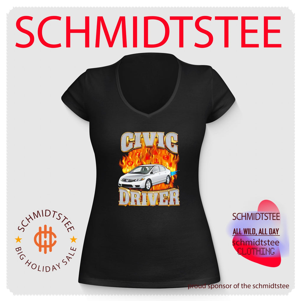 Civic driver Civic on fire white car illustration shirt