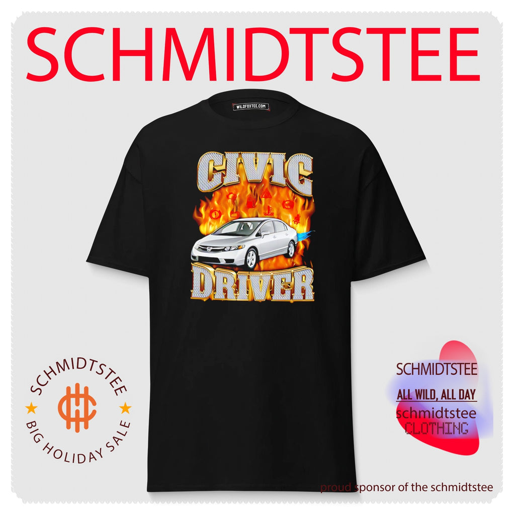 Civic driver Civic on fire white car illustration shirt