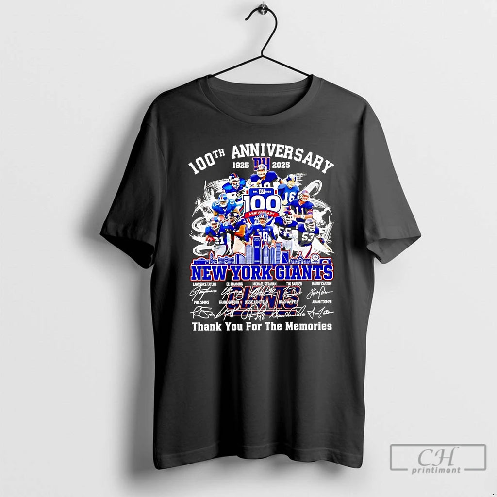Classic 100th Anniversary 1925 2025 New York Giants Team Players T Shirts Hoodie Sweatshirt | PurePodTees.com