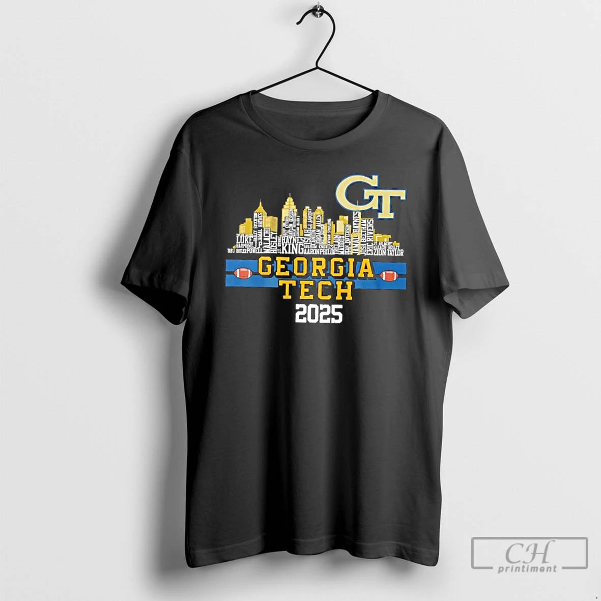 Classic 2025 Georgia Tech Yellow Jackets All Names City Skyline Shirt Hoodie Sweatshirt | PurePodTees.com