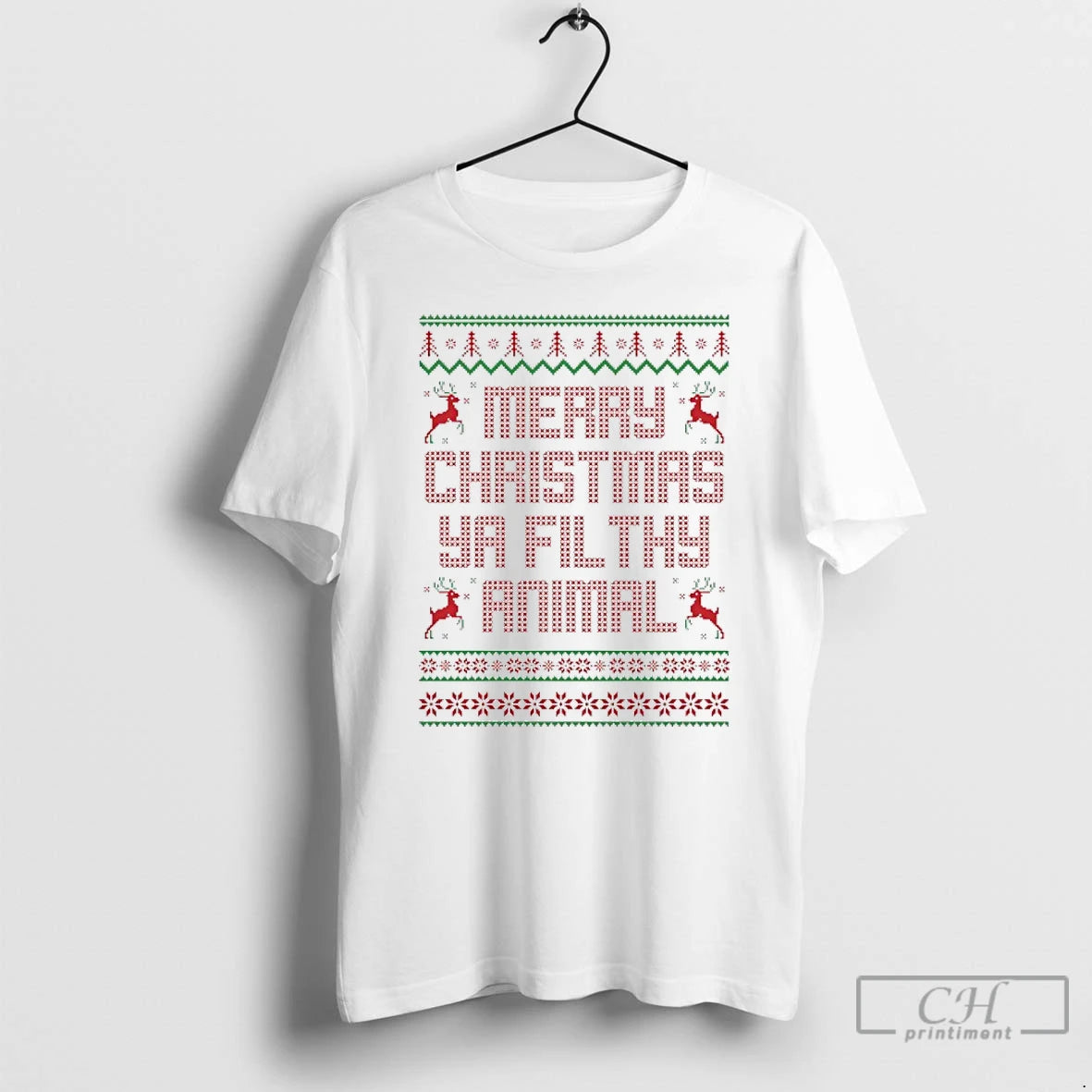 Classic 2025 Merry Christmas Ya Filthy Animal Ugly T Shirts Hoodie Sweatshirt | PurePodTees.com