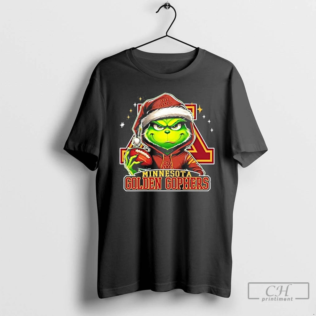 Classic 2025 Santa Grinch X Minnesota Golden Gophers Logo Baseball Shirt Hoodie Sweatshirt | PurePodTees.com