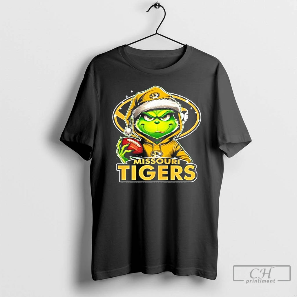Classic 2025 Santa Grinch X Missouri Tigers Logo Baseball Shirt Hoodie Sweatshirt | PurePodTees.com