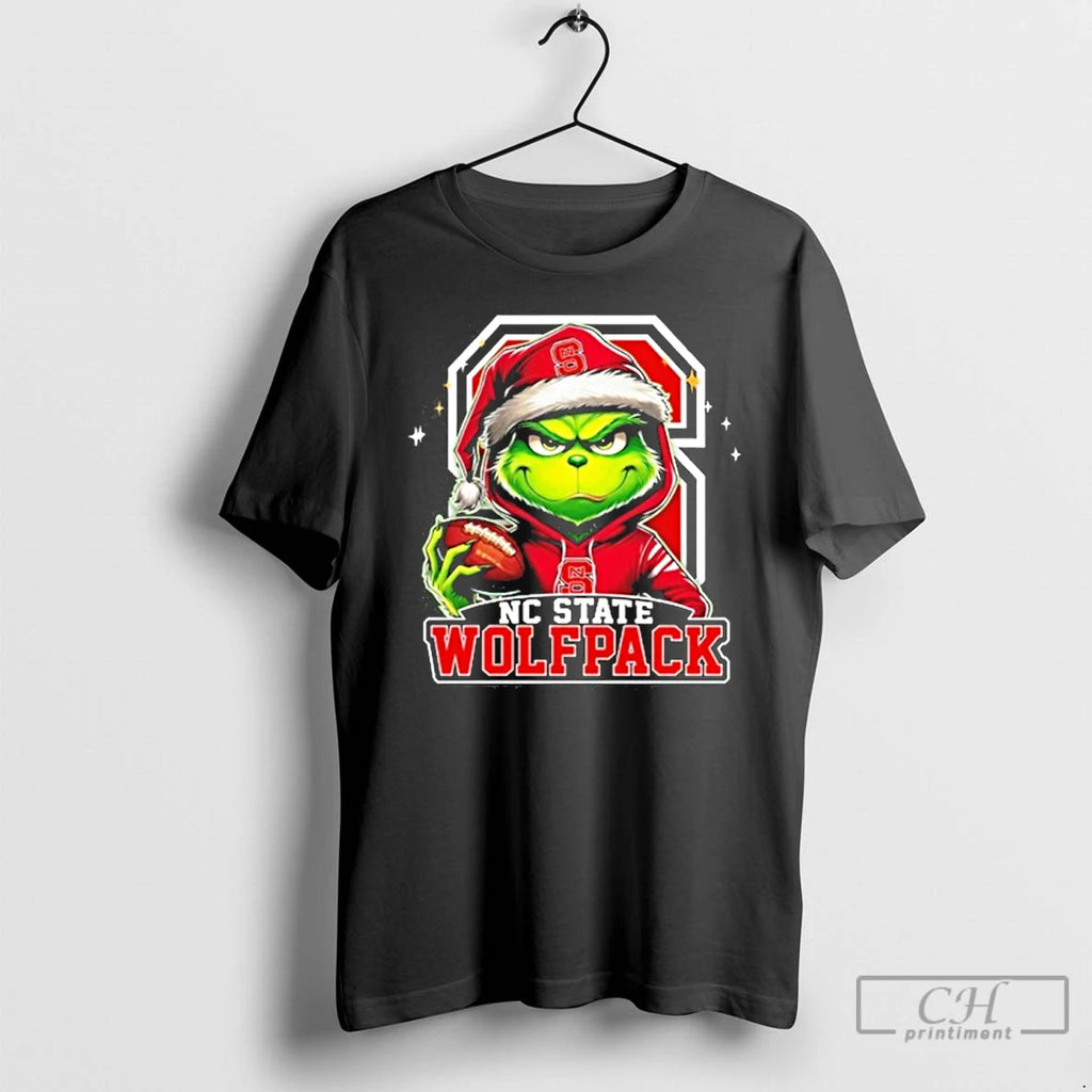 Classic 2025 Santa Grinch X Nc State Wolfpack Logo Baseball Shirt Hoodie Sweatshirt | PurePodTees.com