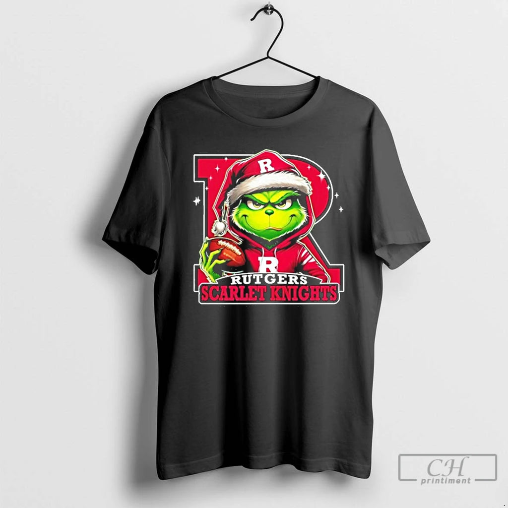 Classic 2025 Santa Grinch X Rutgers Scarlet Knights Logo Baseball Shirt Hoodie Sweatshirt | PurePodTees.com