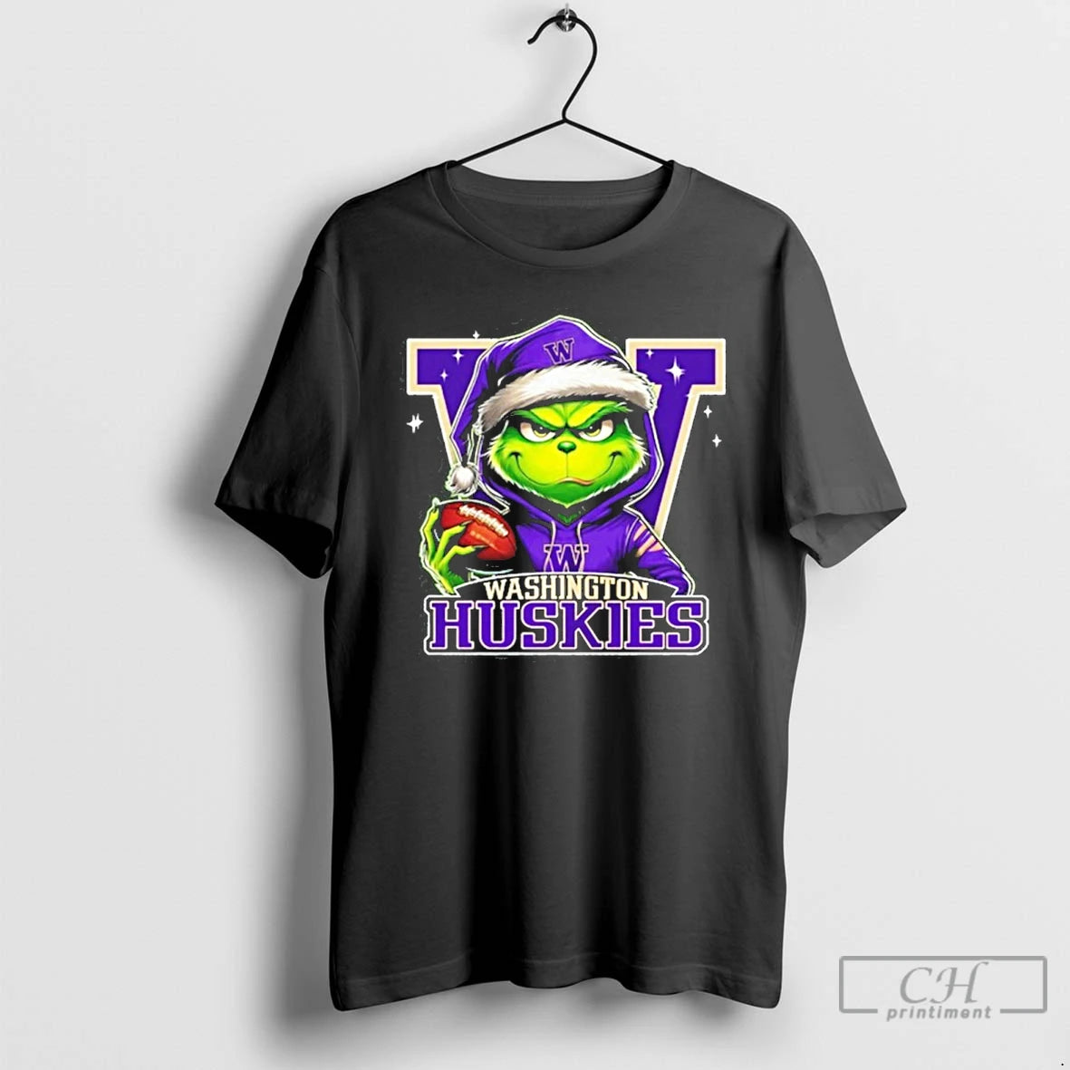 Classic 2025 Santa Grinch X Washington Huskies Logo Baseball Shirt Hoodie Sweatshirt | PurePodTees.com