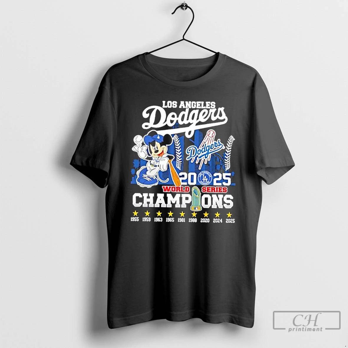 Classic 2025 World Series Champions Mickey Los Angeles Dodgers Baseball T Shirts