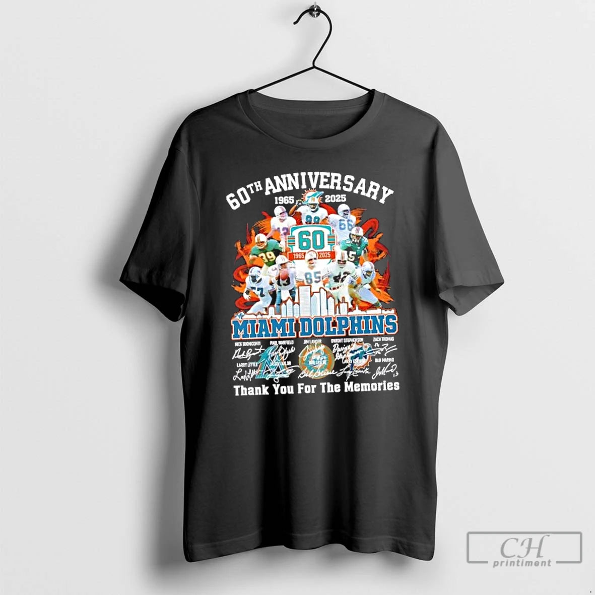 Classic 60th Anniversary 1965 2025 Miami Dolphins Legends Thank You For The Memories Signatures Shirt Hoodie Sweatshirt