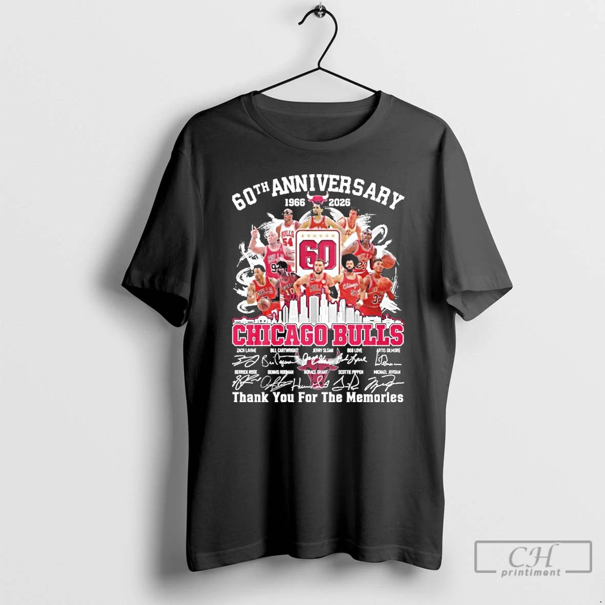 Classic 60th Anniversary 1966 2026 Chicago Bulls Teams Signatures T Shirts