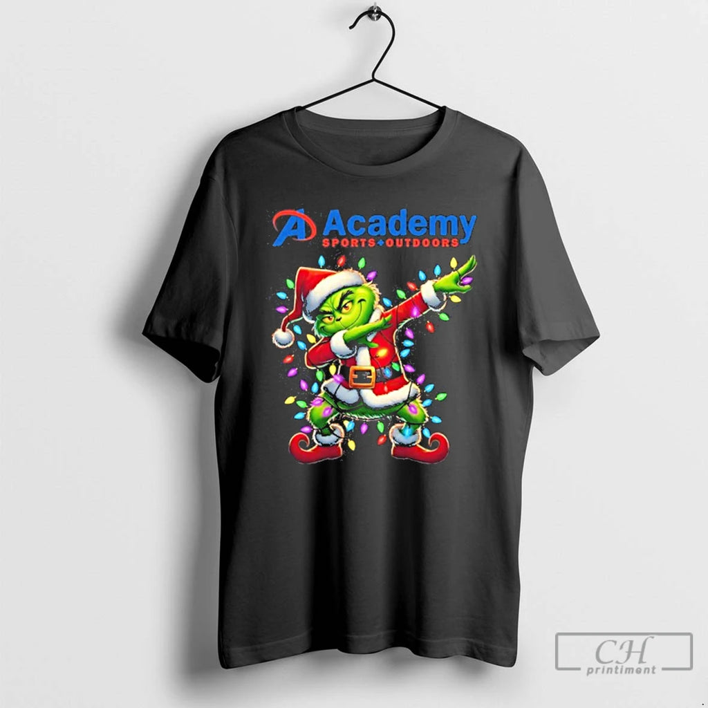 Classic Academy Logo X Grinch Dabbing Light Christmas T Shirts Hoodie Sweatshirt | PurePodTees.com