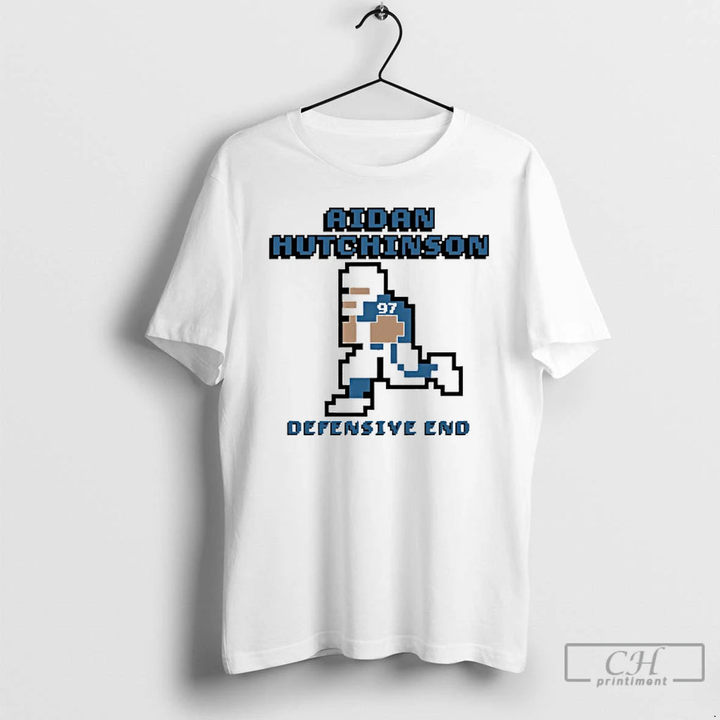 Classic Aidan Hutchinson 97 Detroit Lions Defensive End Retro Baller T Shirts