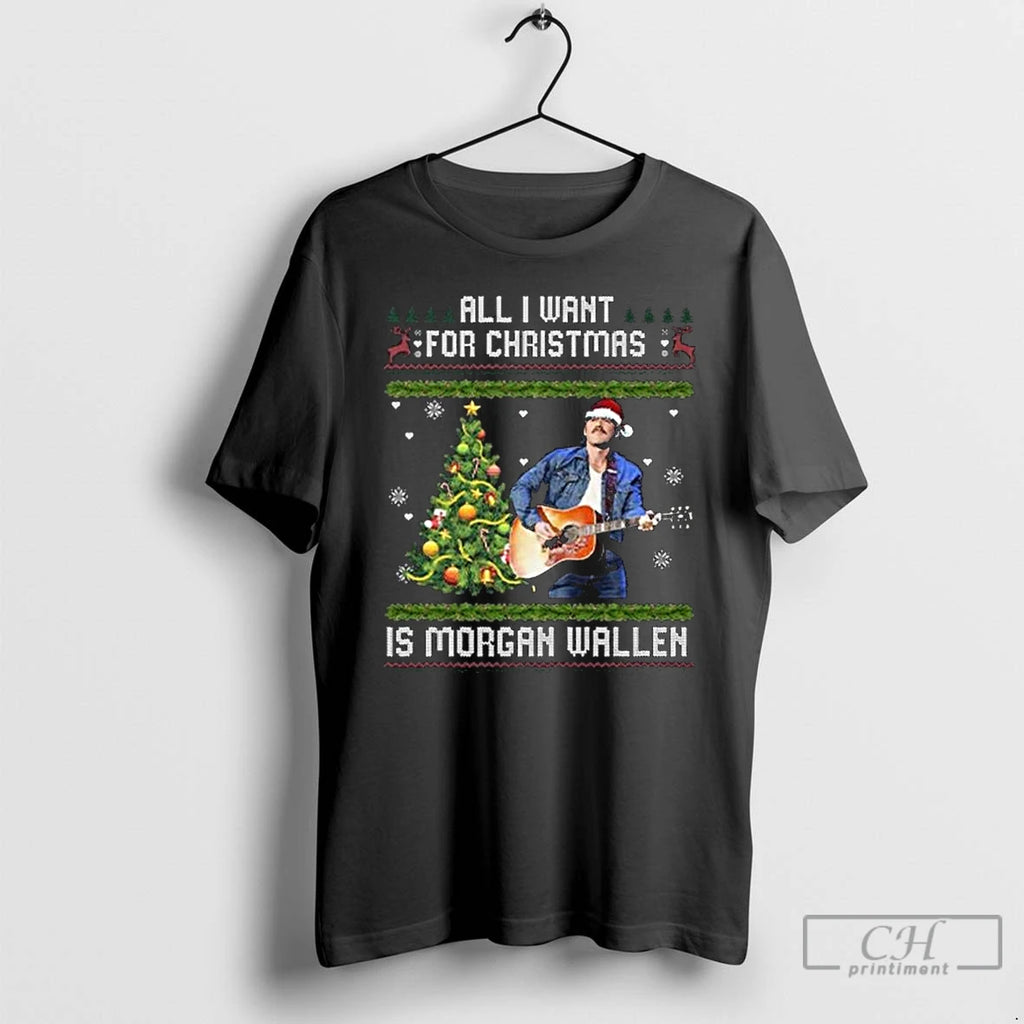Classic All I Want For Christmas Is Morgan Wallen Ugly 2025 Long Sleve T Shirts Hoodie Sweatshirt | PurePodTees.com